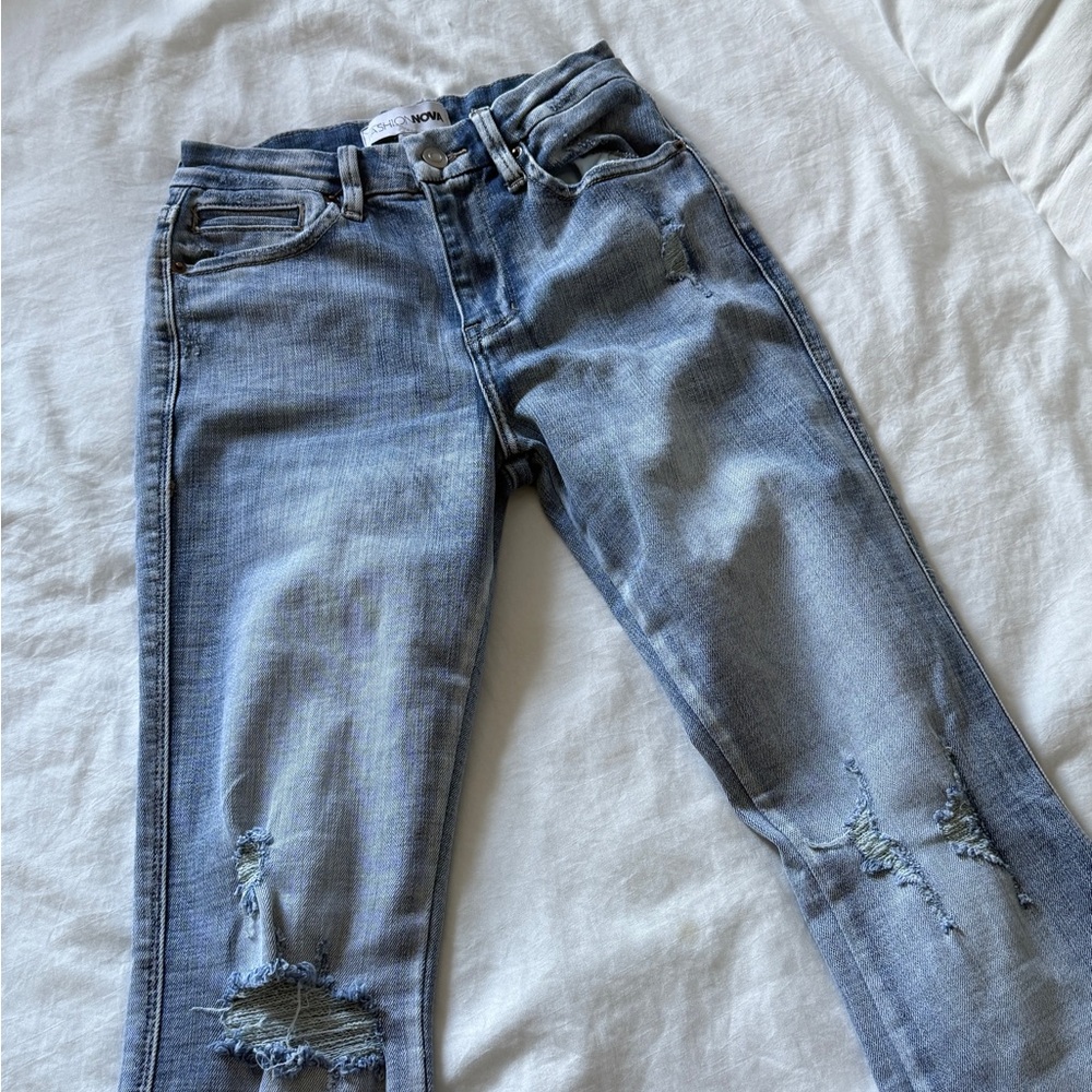 Fashion Nova Light Blue flared Leg Jeans